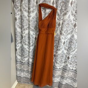 Rust orange semi formal gown dress
